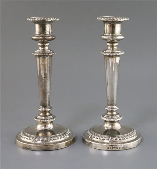 A pair of George IV silver candlesticks, Matthew Boulton, Birmingham 1825, 23.2cm.